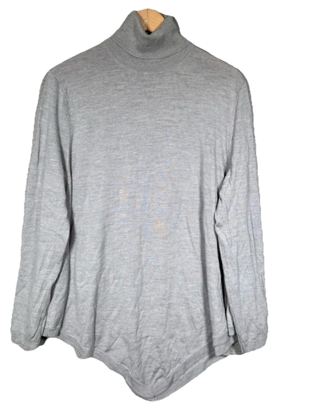 Lord & Taylor Sweater Women XL Gray Merino Wool Knit Turtle Neck Warm Winter
